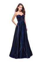 La Femme - 26340 Strapless Knotted Sweetheart Satin A-line Gown