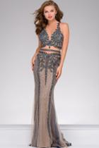 Jovani - Embellished Long Sleeveless Prom Dress 41606