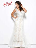 Mac Duggal Evening Gowns - 50307 R Two Strap V Gown In Ivory/nude
