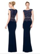 Marsoni By Colors - M168 Sheer Embellished Cap Sleeves Dress
