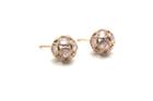 Tresor Collection - Rose Quartz Origami Sphere Ball Stud Earrings In 18k Rose Gold
