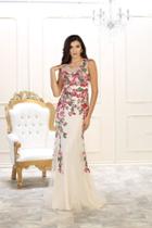May Queen - Rq7510 Sleeveless Floral Embroidered Long Dress