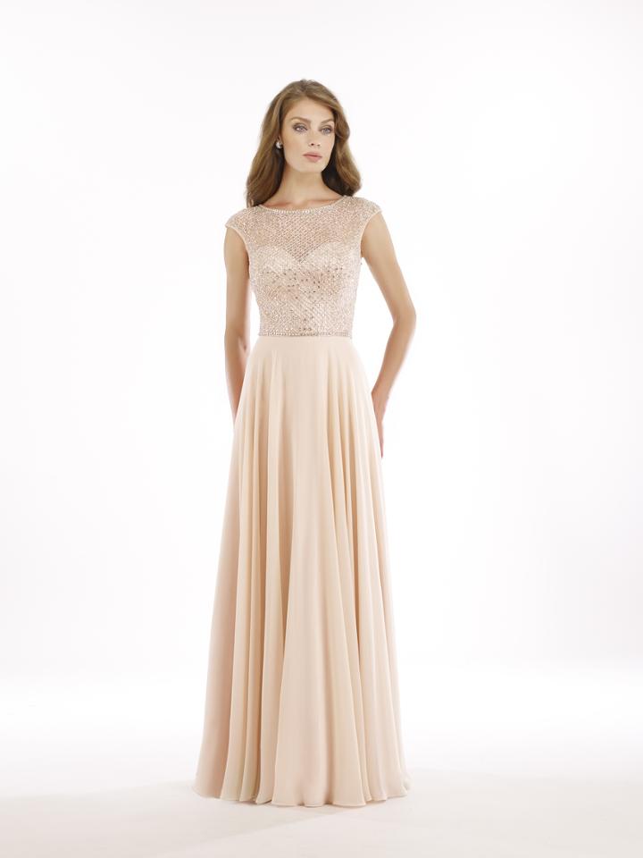 Rina Di Montella - Rd2208 Embellished Sheer Bateau Chiffon A-line Gown