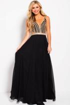 Jovani - Jvn59048 Plunging V-neck Embellished Cutout Gown