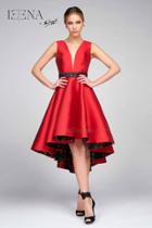 Ieena For Mac Duggal - 25320 V Neck Dress In Red