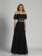 Dave & Johnny - A6237 Off-shoulder Two-piece A-line Gown