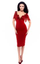 Tarik Ediz - 93338 Fringed Fitted Cocktail Dress