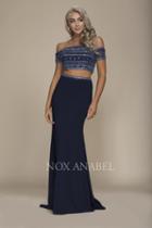Nox Anabel - C082 Beaded Two Piece Off-shoulder Evening Dress