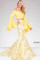 Jovani - Two-piece Bell Sleeve Mermaid Prom Dress 48922