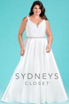 Sydney's Closet Bridal - Sc5222 Beaded V-neck Mikado Satin A-line Gown