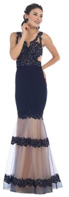May Queen - Stunning Laced And Embellished V-neck Mermaid Dress Mq1423