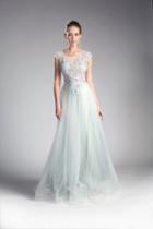 Cinderella Divine - Sheer Scoop Beaded Tulle A-line Gown