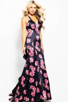 Jovani - Jvn59041 Fitted Floral Ruffled Mermaid Gown