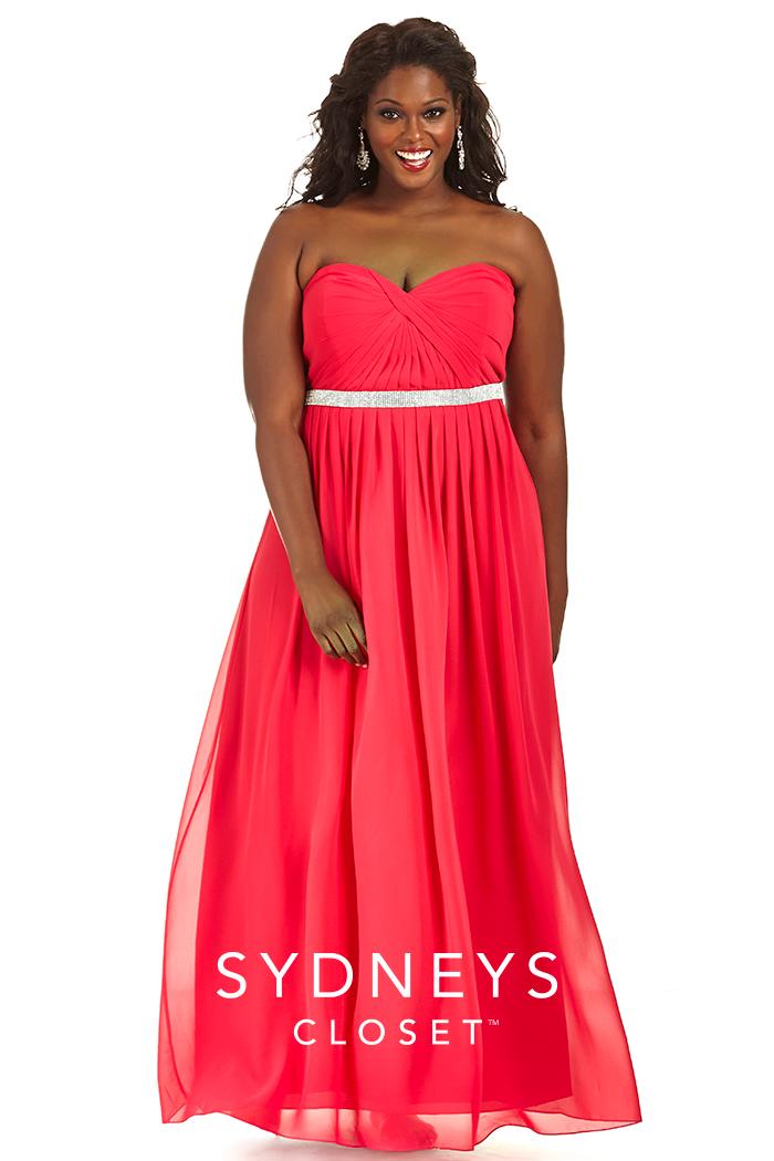 Sydney's Closet - Sc7168 Plus Size Dress In Lipstick