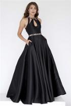 Jolene Collection - 18087l Beaded Halter Mikado A-line Dress