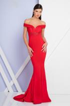 Terani Evening - 1723e4260 Folded Off-shoulder Mermaid Gown