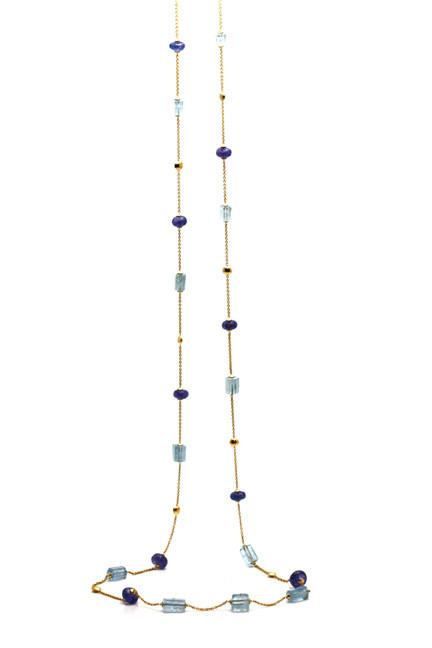 Tresor Collection - Aquamarine Ane Tanzanite Necklace In 18k Yg
