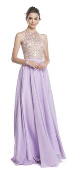 Aspeed - L1632 Jeweled Illusion Halter A-line Prom Dress