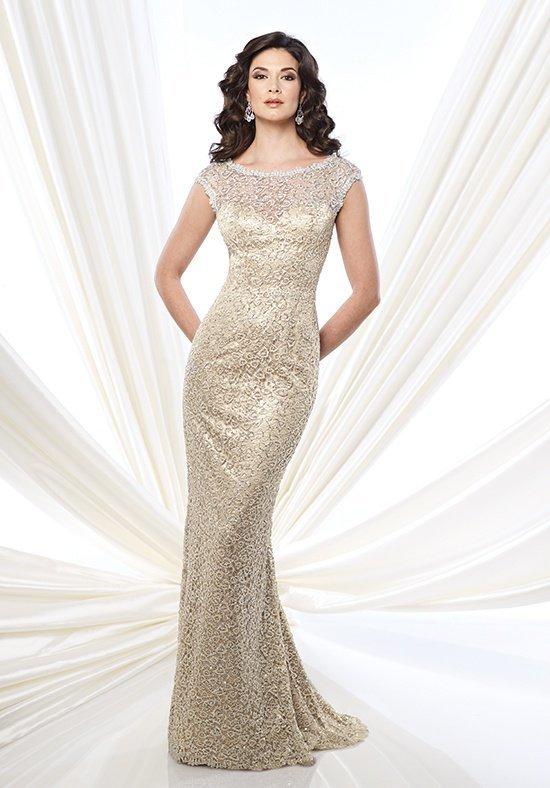 Montage By Mon Cheri - 215912 Cap Sleeved Gilded Evening Gown