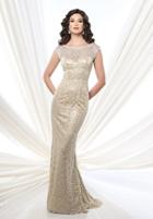 Montage By Mon Cheri - 215912 Cap Sleeved Gilded Evening Gown