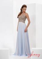 Jasz Couture - 5611 Dress In Light Blue And Nude