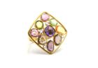 Tresor Collection - Multicolor Stone & Diamond Ring In 18k Yellow Gold Style 3