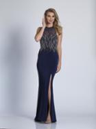 Dave & Johnny - 3467 Embellished Illusion Halter Sheath Dress