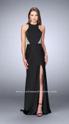 Sleeveless Halter Neck Hour Glass Illusion Jersey Prom Dress 23931