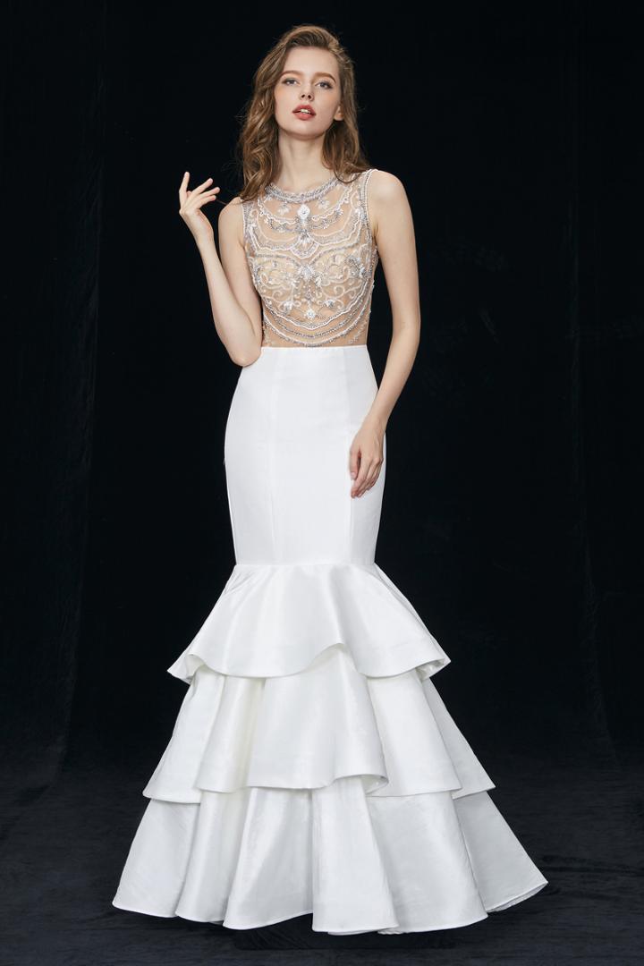 Angela And Alison - 81038 Crystal Embellished Illusion Mermaid Gown