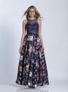 Dave & Johnny - A5776 Multicolor Print And Lace Evening Gown