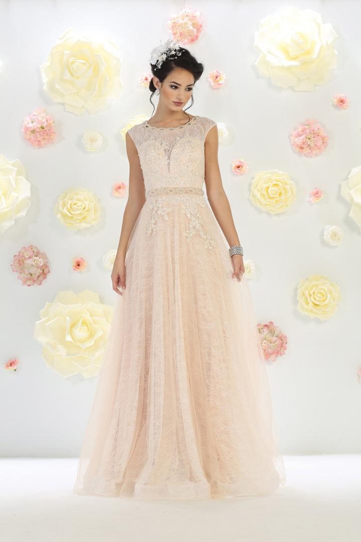 May Queen - Princess-like Laced And Sequined Bateau Illusion A-line Dress Rq7461