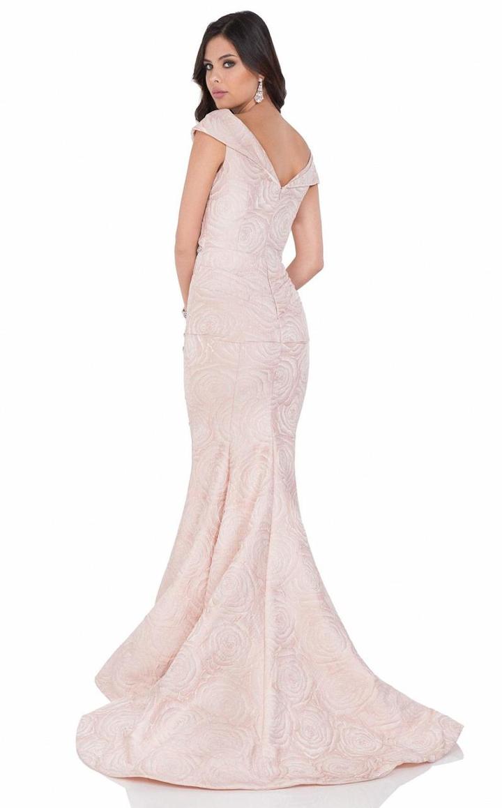 Terani Couture - Elegant Tonal Brocade Off The Shoulder Mermaid Gown 1622m1785