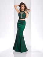 Clarisse - 3410 Embellished Illusion Halter Mermaid Dress