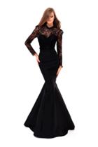 Tarik Ediz - 50227 Lace Long Sleeve Taffeta Mermaid Dress