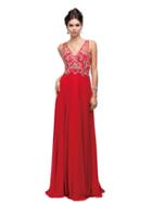 Dancing Queen - Long Lace Adorned Illusion A-line Dress 9603