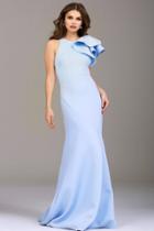 Jovani - 50479 Elegant Ruffled Shoulder Long Scuba Dress