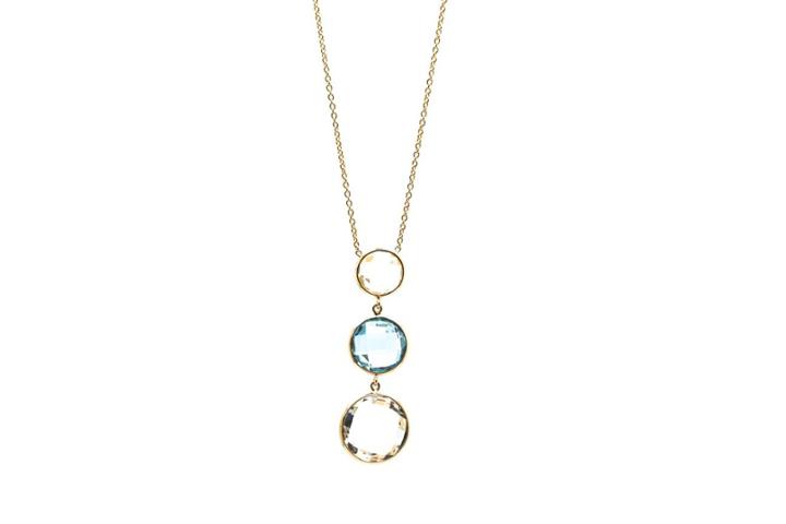 Tresor Collection - Crystal & Sky Blue Topaz Necklace In 18k Yellow Gold
