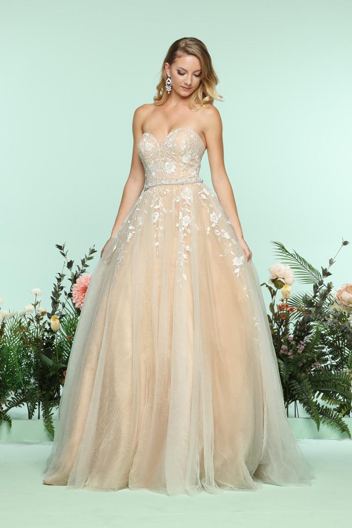 Zoey Grey - 31178 Strapless Appliqued Tulle Evening Gown