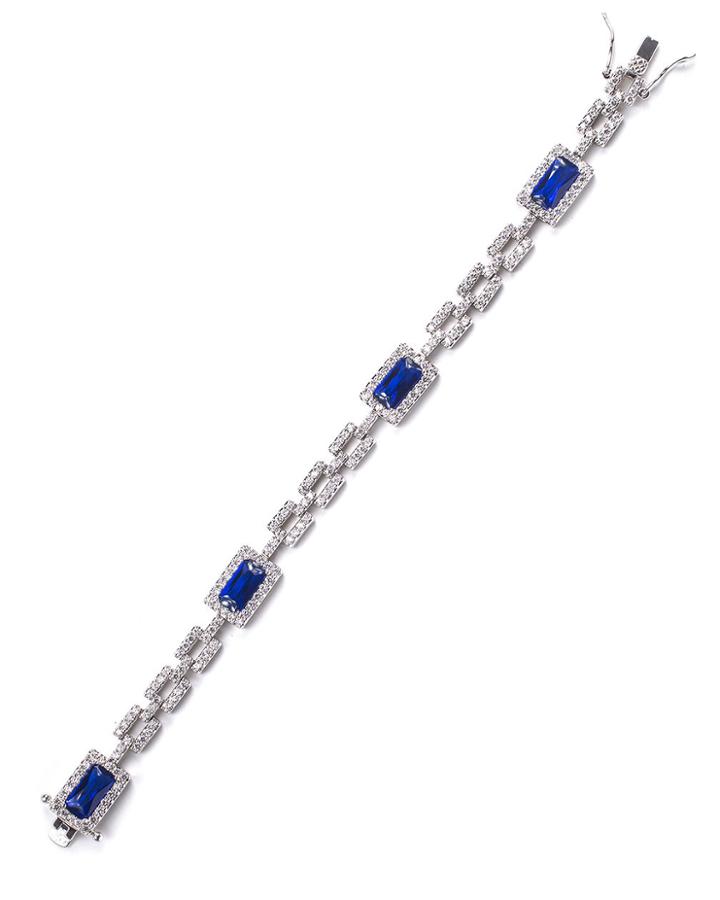Cz By Kenneth Jay Lane - Sapphire Straight Line Bracelet