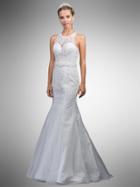 Dancing Queen - A7003 Beaded Lace Illusion Halter Mermaid Gown