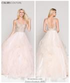 Colors Couture - J049 Beaded V Neck Ruffled Ballgown