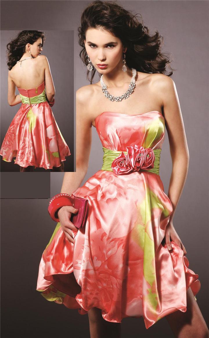 Blush - 9128 Floral Semi-sweetheart Cocktail Dress
