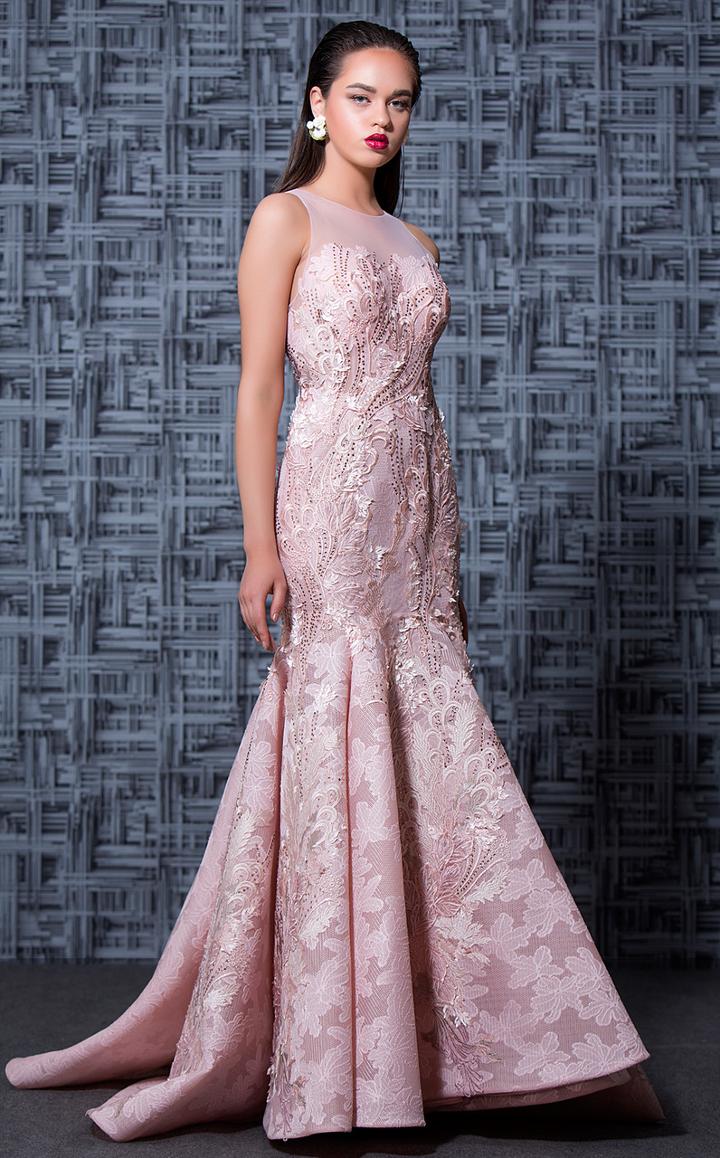 Mnm Couture - K3587 Sleeveless Floral Appliqued Mermaid Gown