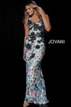 Jovani - 48987 Backless Embellished Lace Sheath Gown