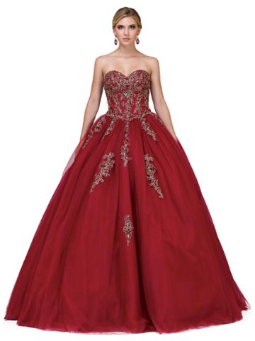 Dancing Queen - Embellished Strapless Sweetheart Ballgown