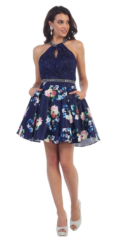 May Queen - Mq1476 Sparkling Halter Low Back Short Dress