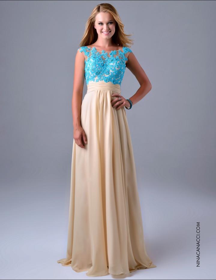 Nina Canacci - 1086 Dress In Baby Blue/nude