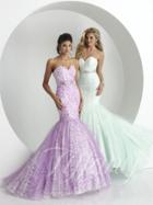 Tiffany Designs - Elegant Lace Mermaid Dress With Tulle Skirt And Sweep Train