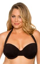 Curve Swimwear Black 360d/dd Convertible Retro Halter/bandeau Top