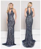 Colors Couture - J064 Choker Style Beaded Evening Gown